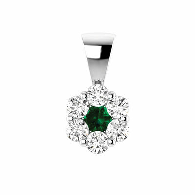 Emerald Diamond Pendant With 0.40ct Diamonds In 9K White Gold