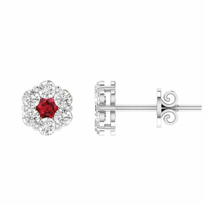 Ruby Diamond Earrings With 0.53ct Diamonds In 9K White Gold