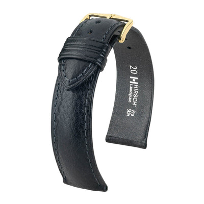 Hirsch Open End Camelgrain Black No-Allergy Leather Watch Band