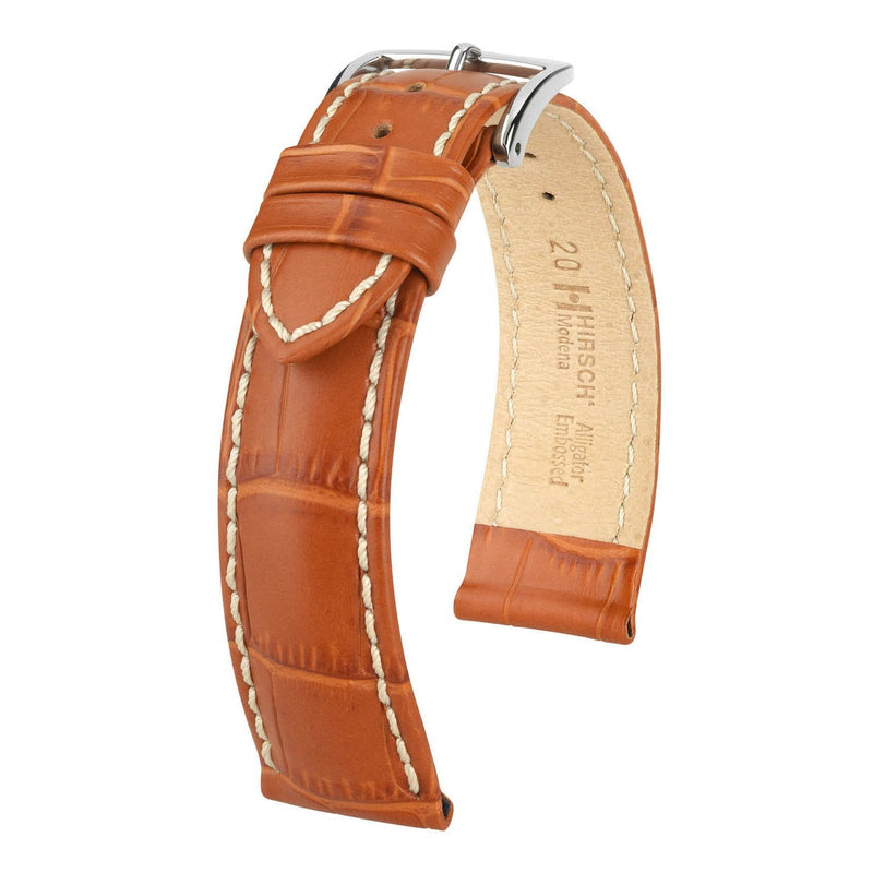 Hirsch Modena Honey Alligator Embossed Leather Watch Band