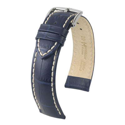 Hirsch Modena Blue Alligator Embossed Leather Watch Band