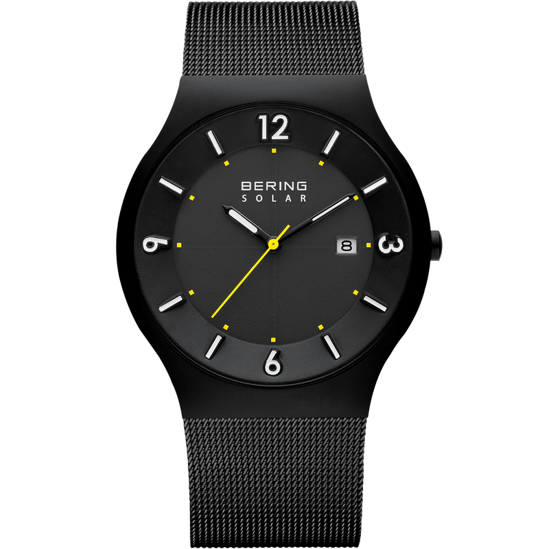 Bering Solar Brushed Black Mesh Watch