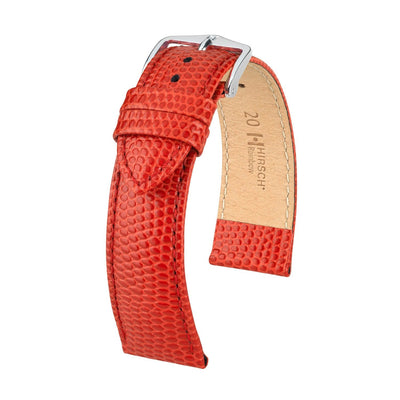 Hirsch Rainbow Red Lizard Embossed Watch Band