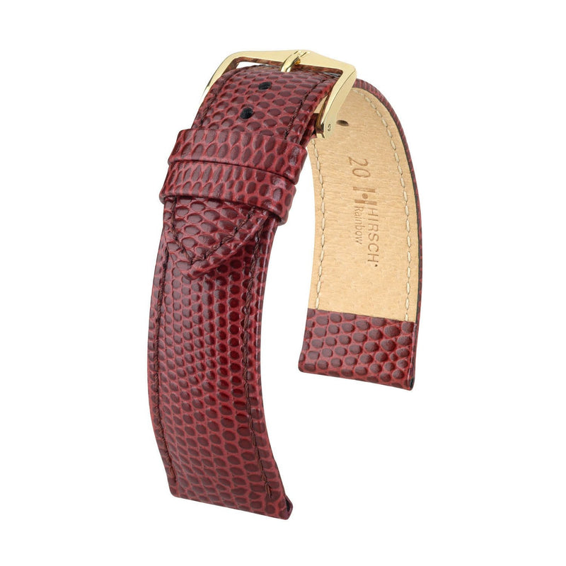 Hirsch Rainbow Burgundy Lizard Embossed Watch Band