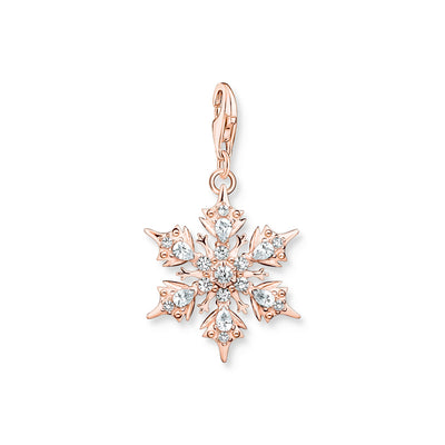 THOMAS SABO Charm pendant snowflake with white stones rose gold