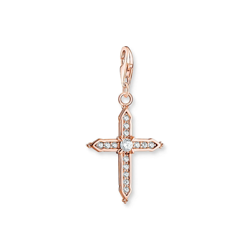 THOMAS SABO Charm pendant cross with white stones rose gold