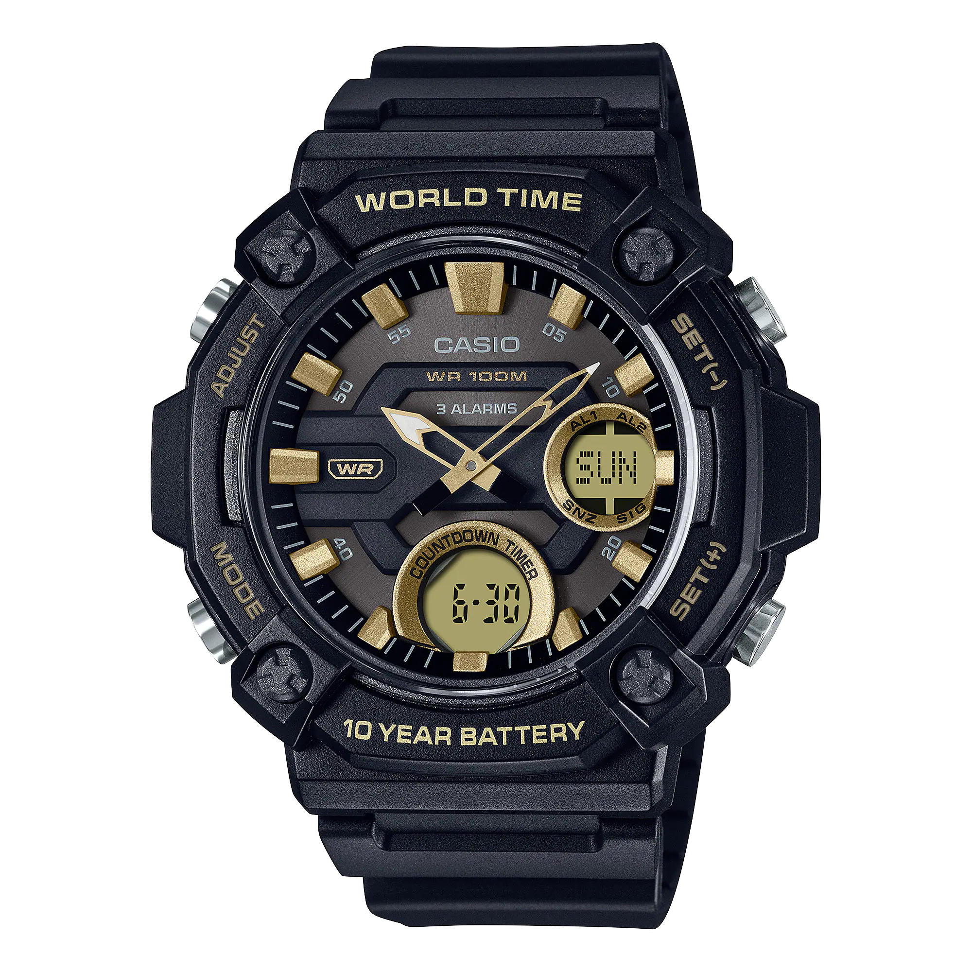 Casio Digital Analog Black Resin Band Watch AEQ120W-9A