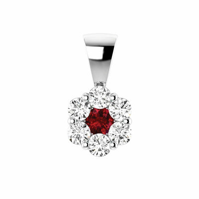 Ruby Diamond Pendant With 0.76ct Diamonds In 9K White Gold