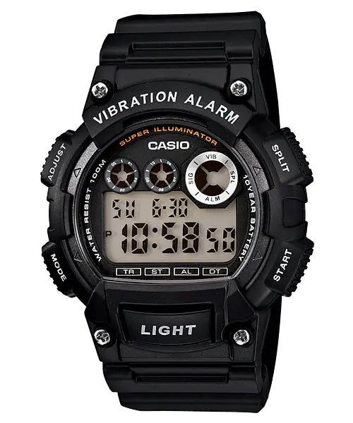 Casio Super Illuminator Black Resin Band Watch W735H-1A