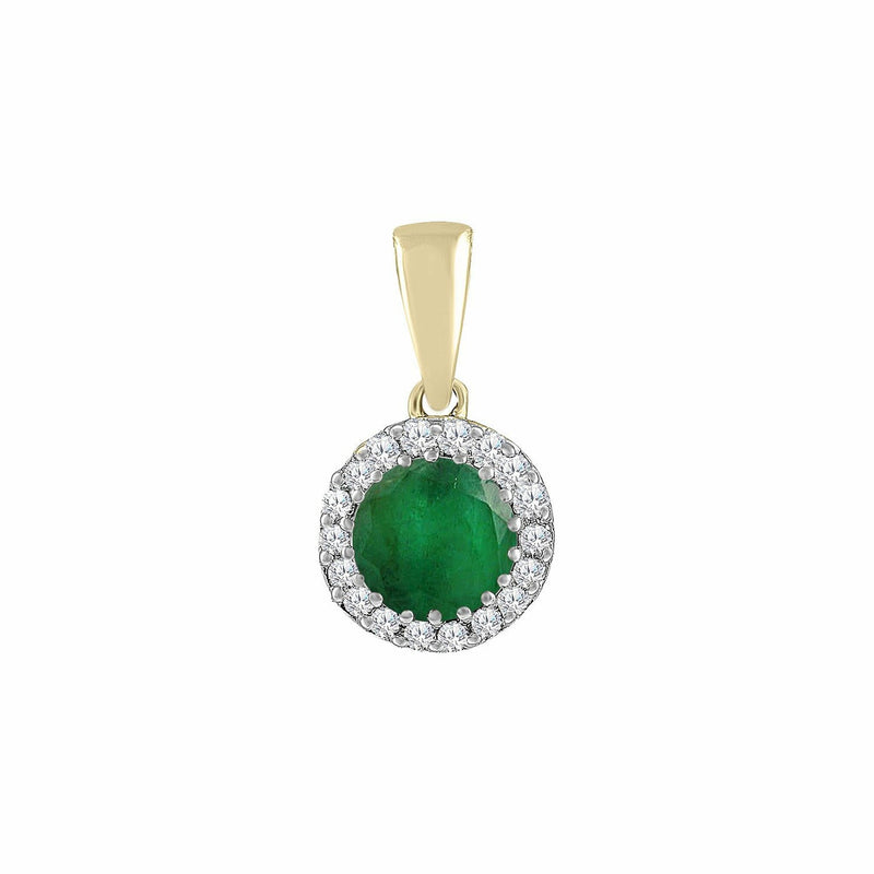 Emerald Pendant With 0.03ct Diamonds In 9K Yellow Gold