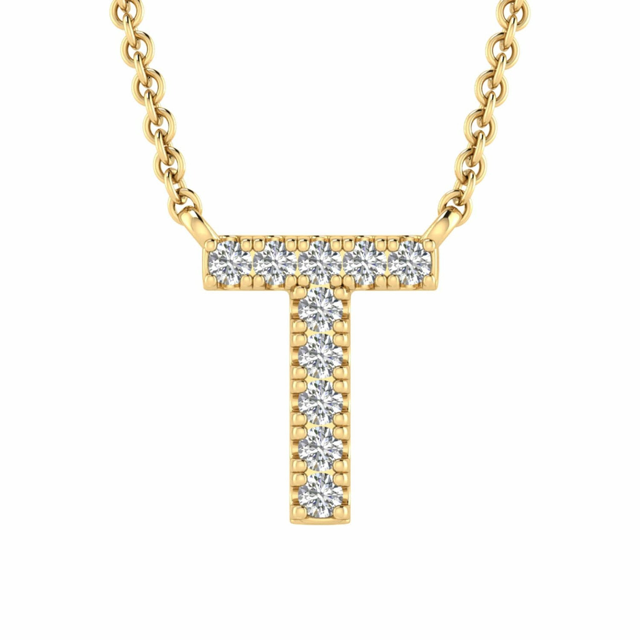 Initial Necklace With 0.06ct Diamonds In 9K Yellow Gold