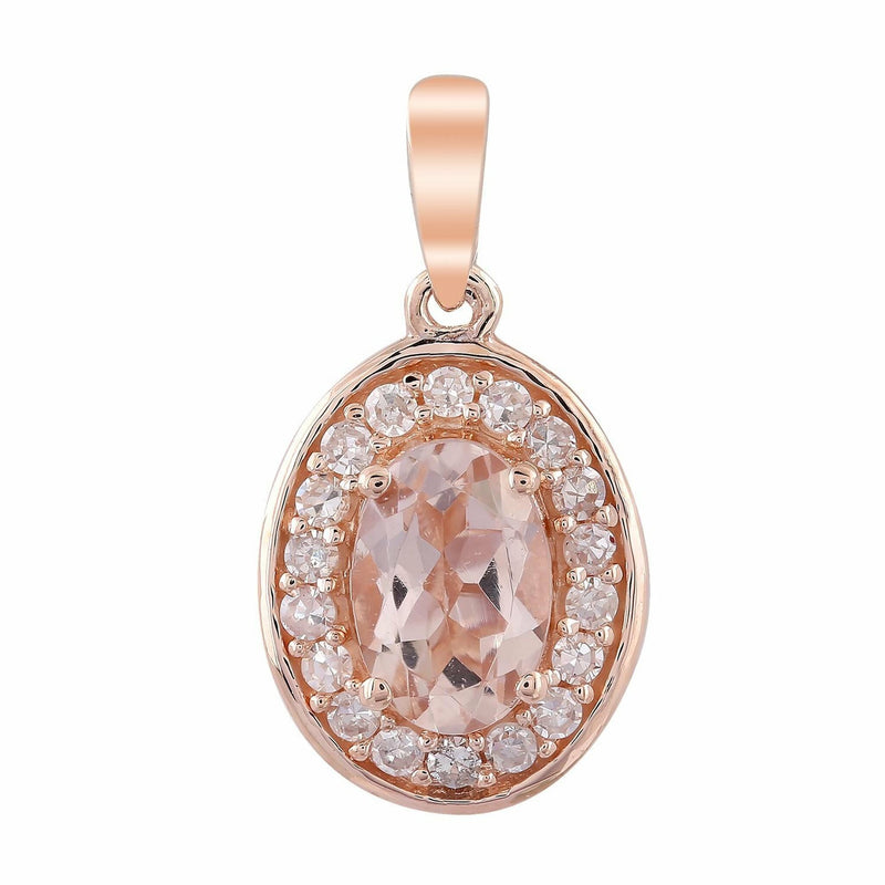 Morganite Pendant With 0.10ct Diamonds In 9K Rose Gold