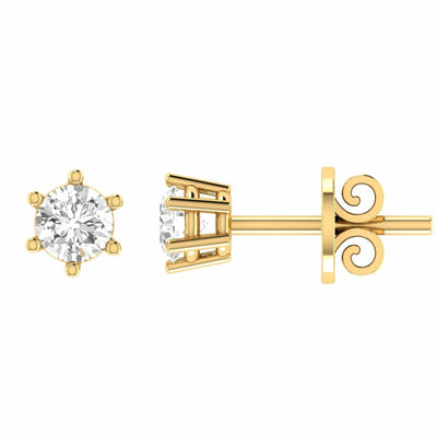 Diamond Stud Earrings With 0.60ct Diamonds In 18K Yellow Gold