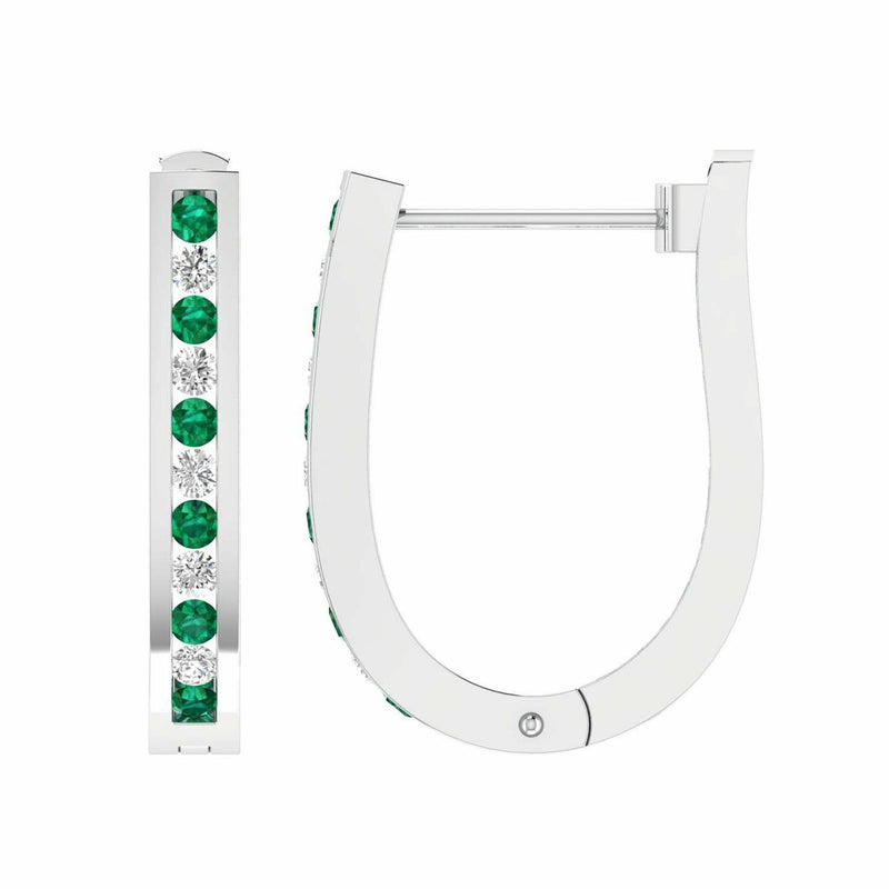 Emerald Diamond Huggie Earrings With 0.50ct Diamonds In 9K White Gold