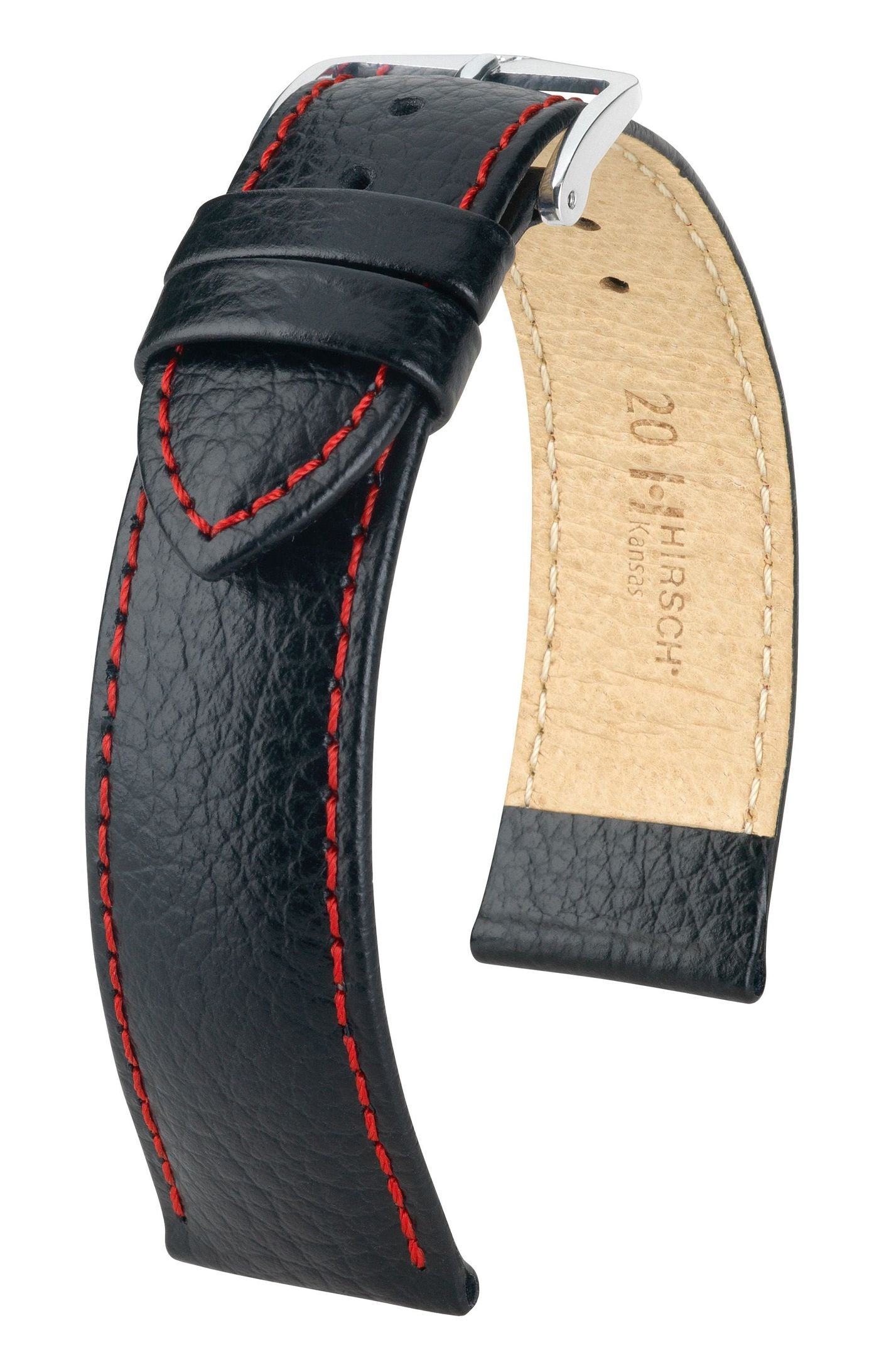 Hirsch Kansas Large Black Silver Buckle Strap