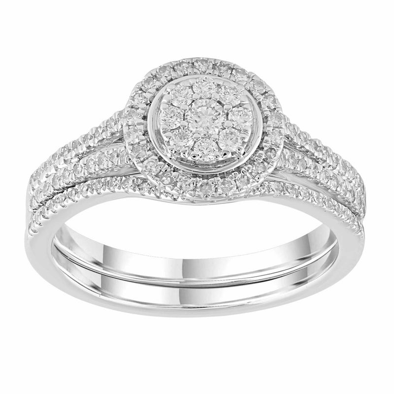 Engagment & Wedding Ring Set With 0.50ct Diamonds In 9K White Gold