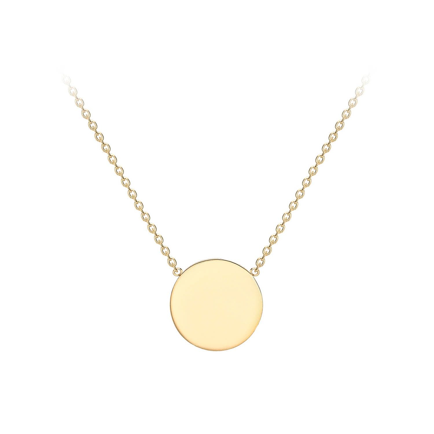 9K Yellow Gold Solid Disc Necklace 41+2cm