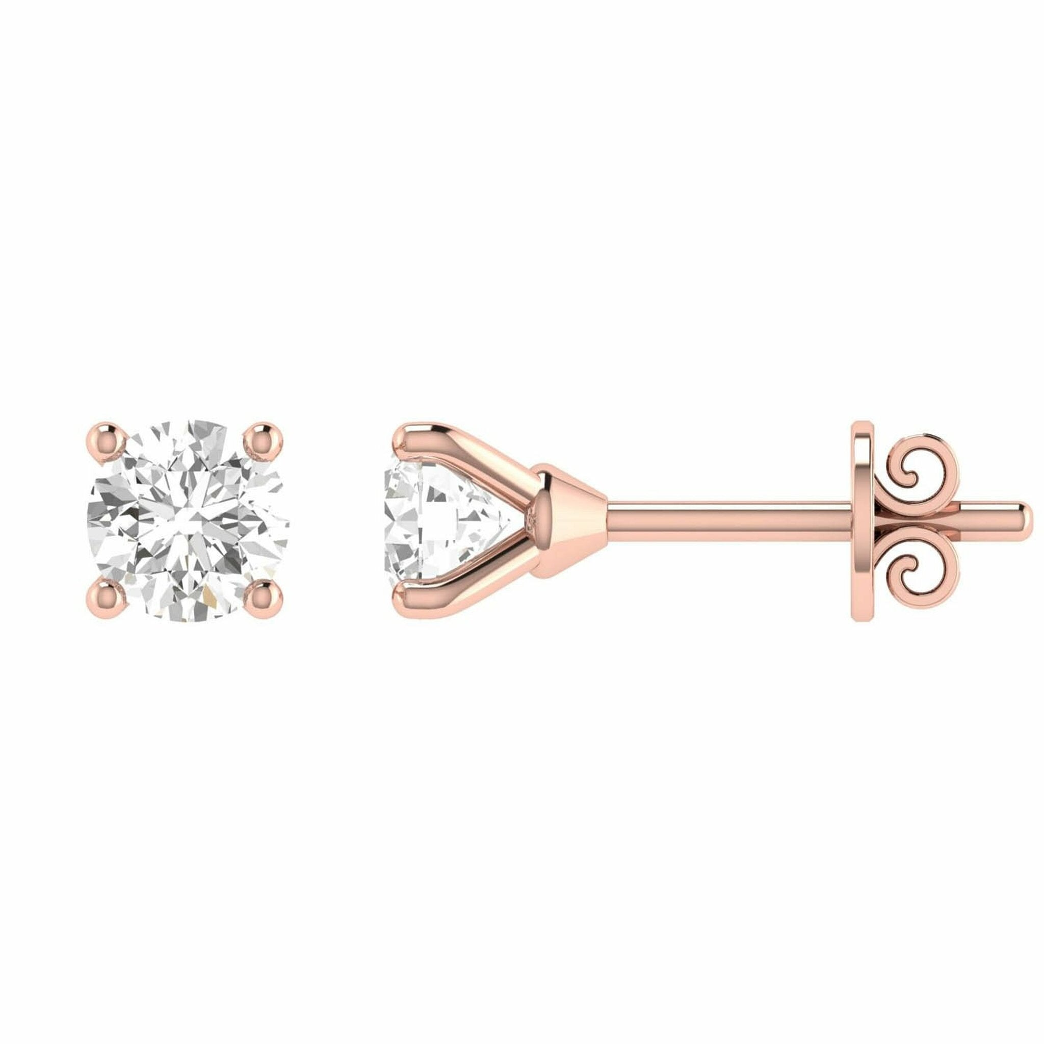 Diamond Stud Earrings With 0.30ct Diamonds In 18K Rose Gold