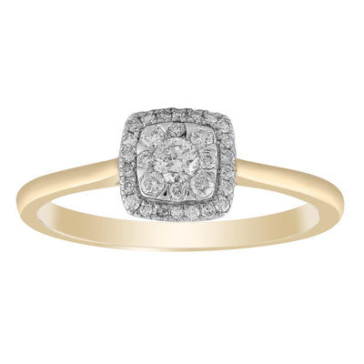 Cluster Ring with 0.25ct Diamond In 9K Yellow Gold