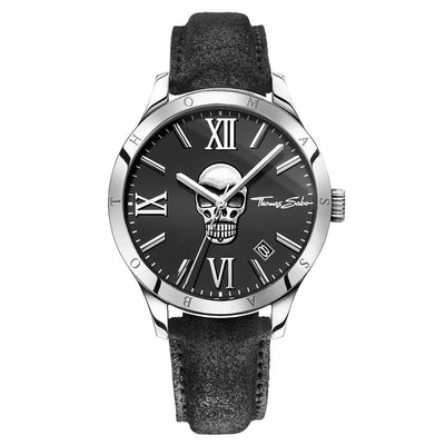 Thomas Sabo Rebel Leather Black Skull Dial Mens Watch