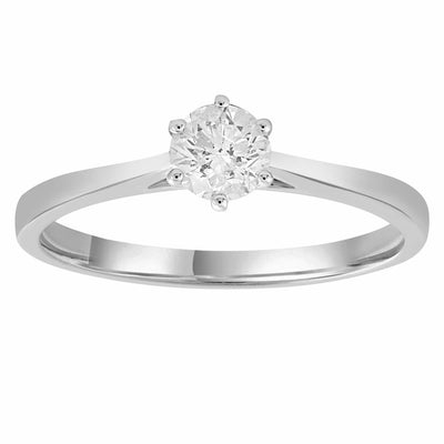 Solitaire Ring With 0.50ct Diamonds In 9K White Gold