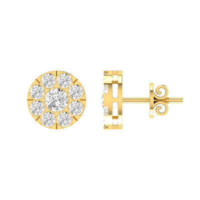 Cluster Diamond Stud Earrings With 0.50ct Diamonds In 9K Yellow Gold