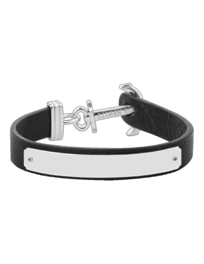 Paul Hewitt Signum Male Engraveable Silver / Black Bracelet - L