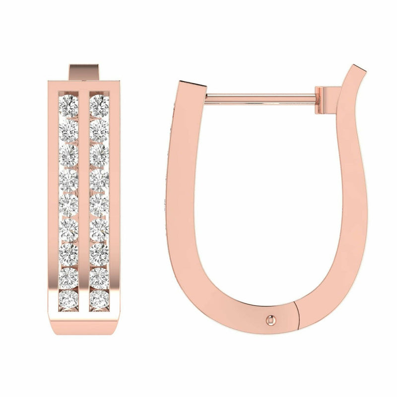 Diamond Huggie Earrings With 0.75ct Diamonds In 9K Rose Gold