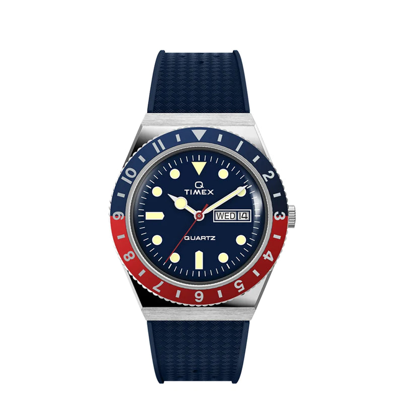 Timex Q Diver 38mm Blue Rubber Band Watch TW2V32100