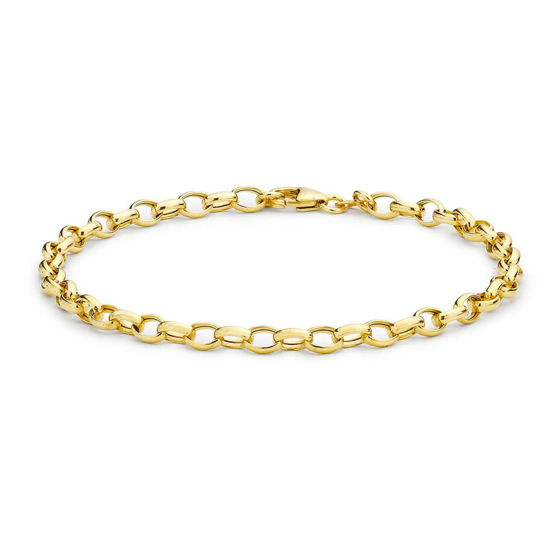 9K Yellow Gold Hollow Oval Belcher Bracelet 19cm