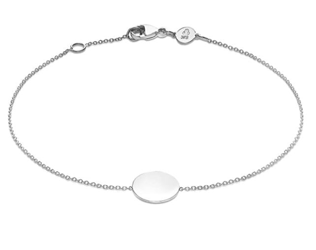 9K White Gold Solid Mini Disc Bracelet 18cm+1cm