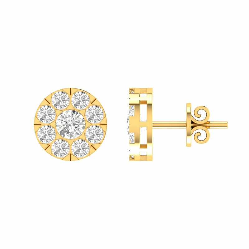 Cluster Diamond Stud Earrings With 0.25ct Diamonds In 9K Yellow Gold