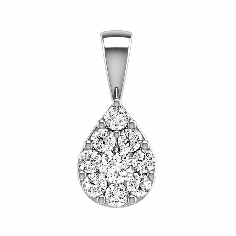 Teardrop Diamond Pendant With 0.50ct Diamonds In 9K White Gold