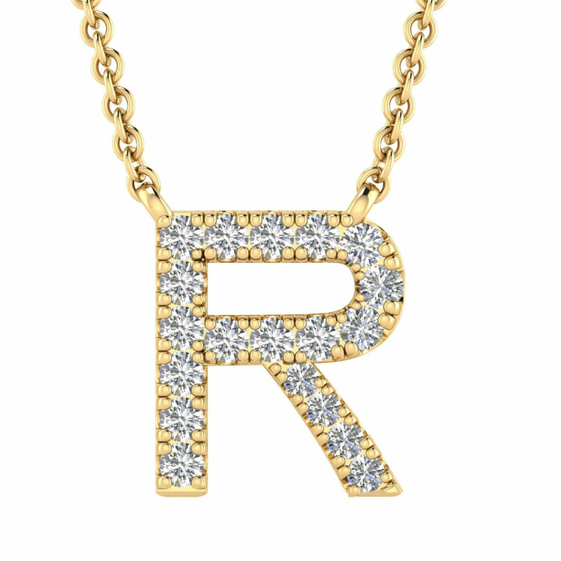 Initial Necklace With 0.06ct Diamonds In 9K Yellow Gold