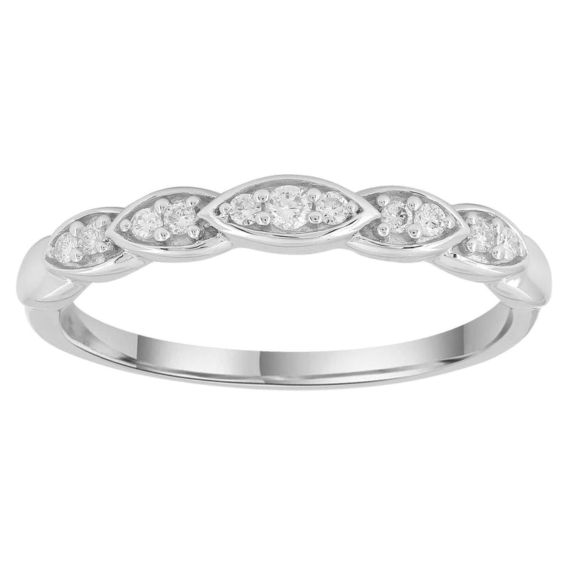 Band Ring with 0.1ct Diamonds in 9K White Gold