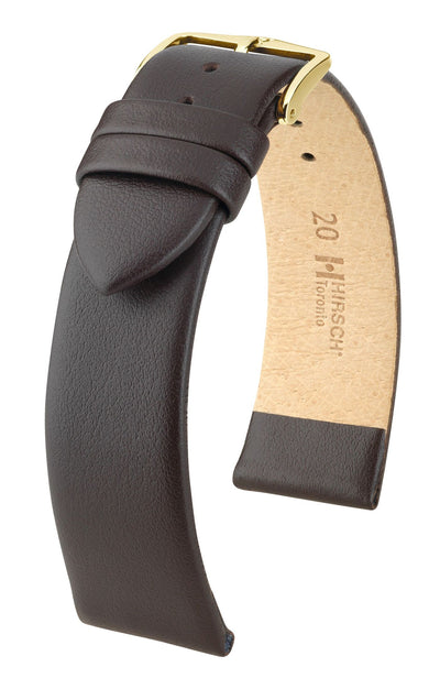 Hirsch Toronto Medium Gold Buckle Brown Leather Band