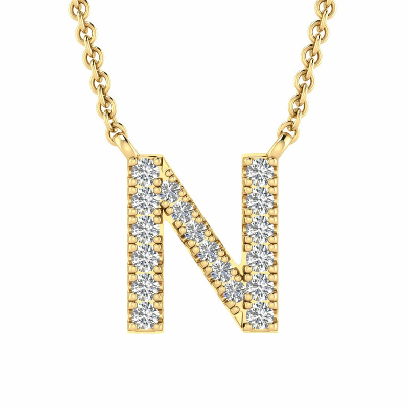 Initial Necklace With 0.06ct Diamonds In 9K Yellow Gold