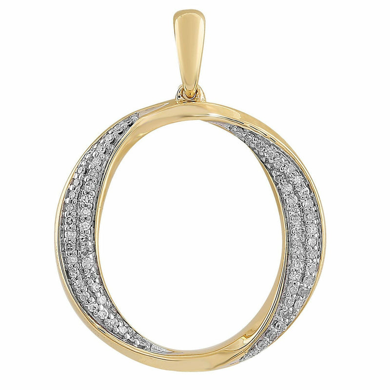 Oval Pendant With 0.12ct Diamonds In 9K Yellow Gold