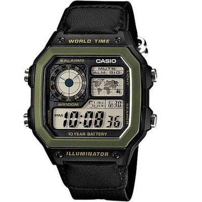 Casio Youth Series Digital World Time Ae-1200Whb-1B Mens Watch