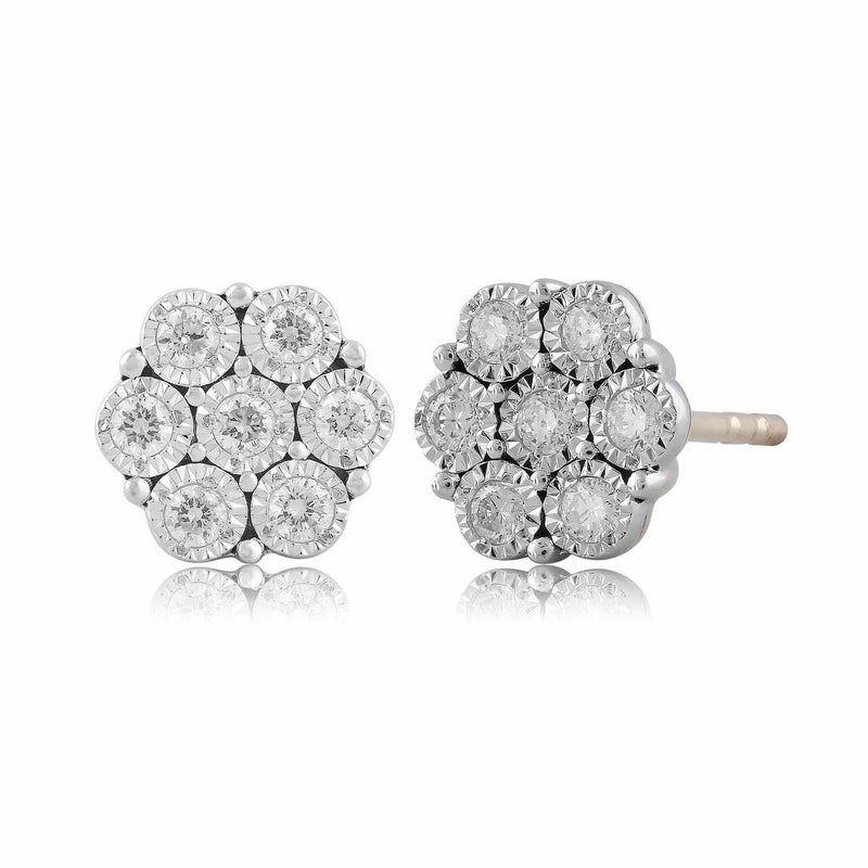 Cluster Earrings With 0.25Ct Diamondin 9K Yellow Gold