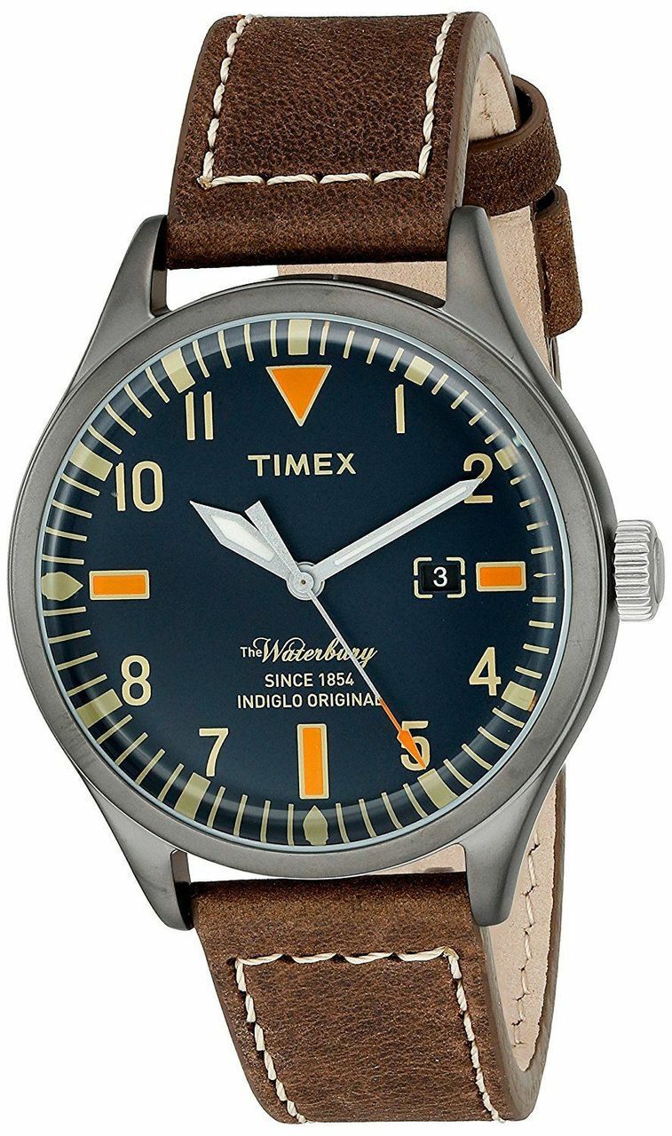 Timex 'Waterbury' Quartz Stainless Steel And Leather Dress Unisex Watch
