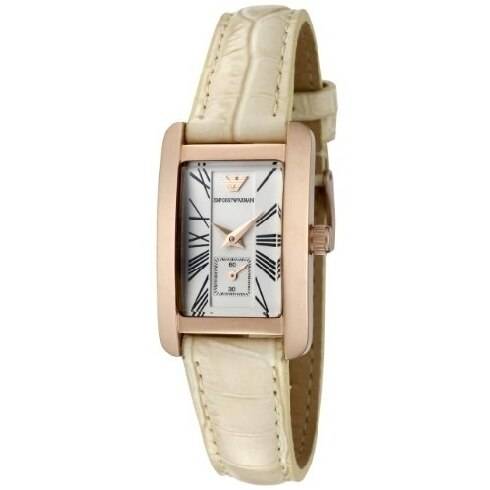 Armani  Emporio White Dial White Leather Ar0173 - Womens Watch