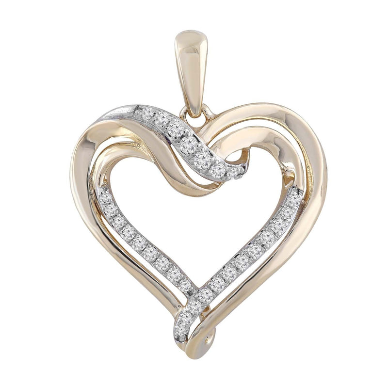 0.15ct Diamond Heart Pendant In 9Ct Yellow Gold