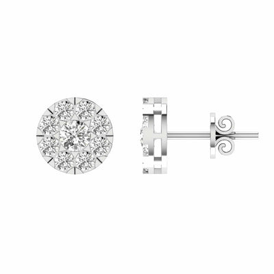 Cluster Diamond Stud Earrings With 0.15ct Diamonds In 9K White Gold