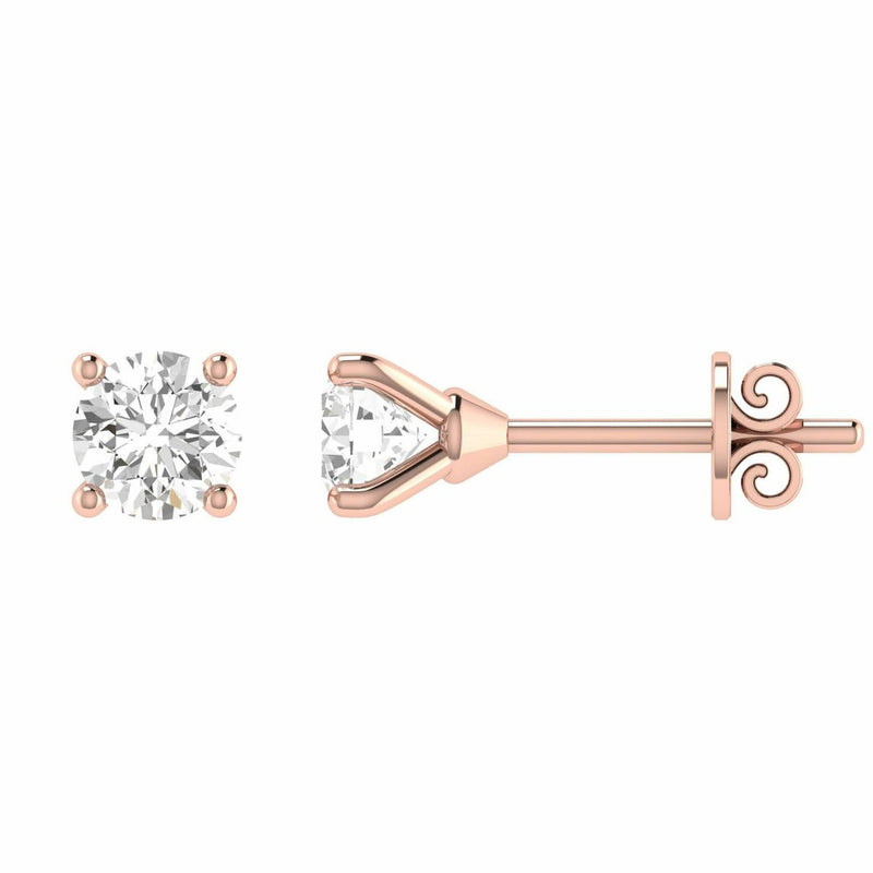 Diamond Stud Earrings With 0.70ct Diamonds In 18K Rose Gold