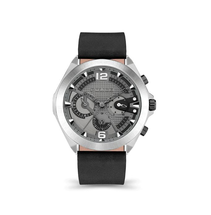 Police Zenith Black Leather Strap Watch PEWJF2108701