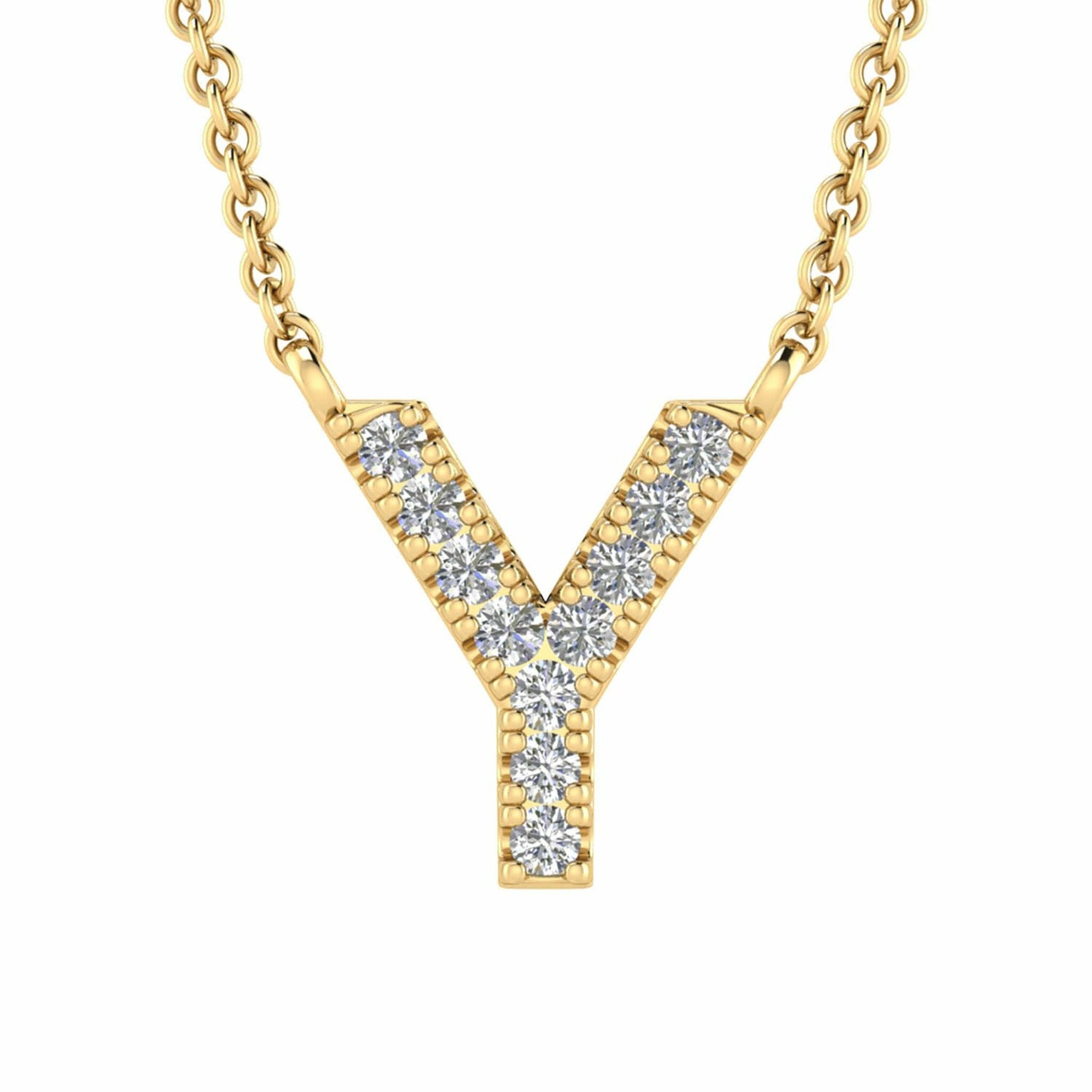 Initial Necklace With 0.06ct Diamonds In 9K Yellow Gold