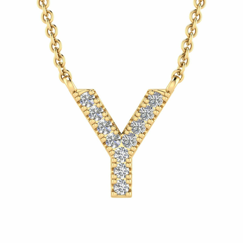 Initial Necklace With 0.06ct Diamonds In 9K Yellow Gold