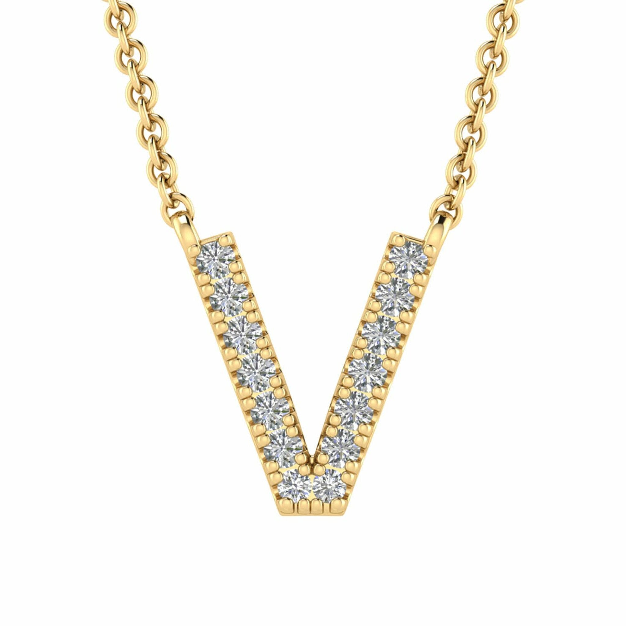 Initial Necklace With 0.06ct Diamonds In 9K Yellow Gold