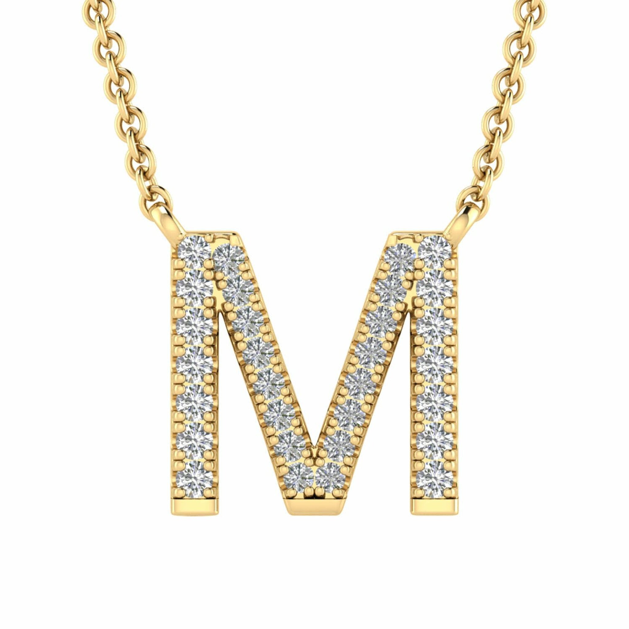 Initial Necklace With 0.06ct Diamonds In 9K Yellow Gold